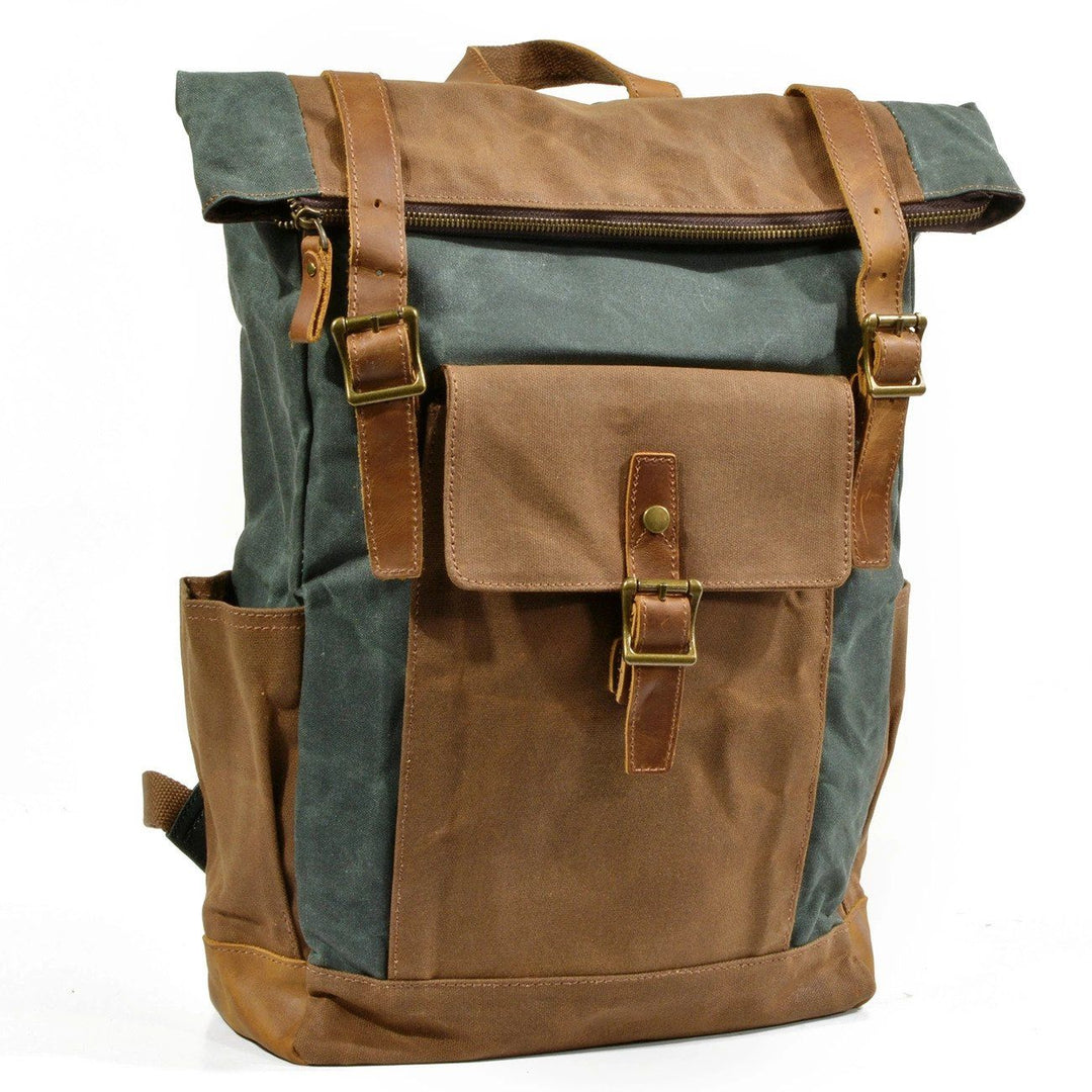 Eryndor | Two-tone Backpack in Waxed Canvas and Leather