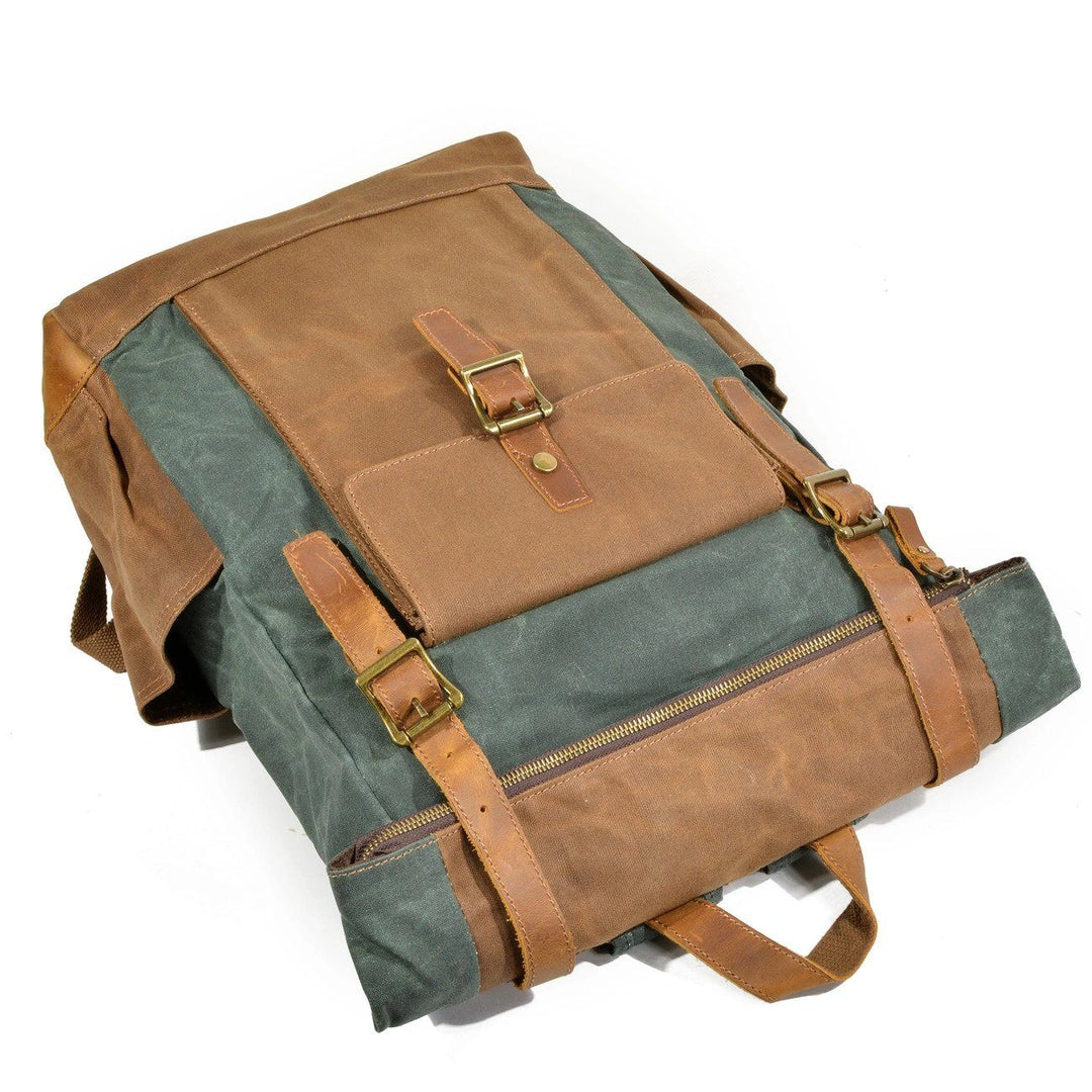 Eryndor | Two-tone Backpack in Waxed Canvas and Leather