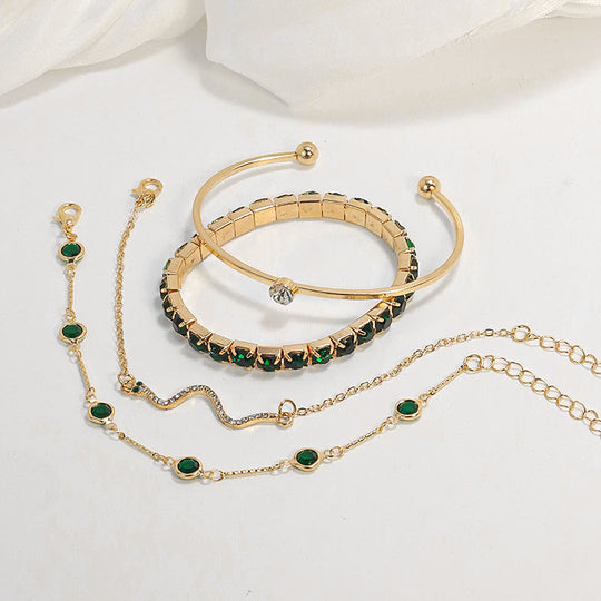 Gold Emerald Bracelet Set