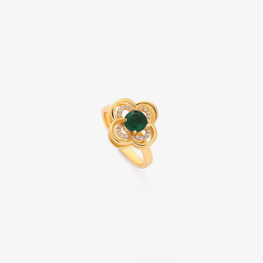 Gold Emerald Blossom Ring