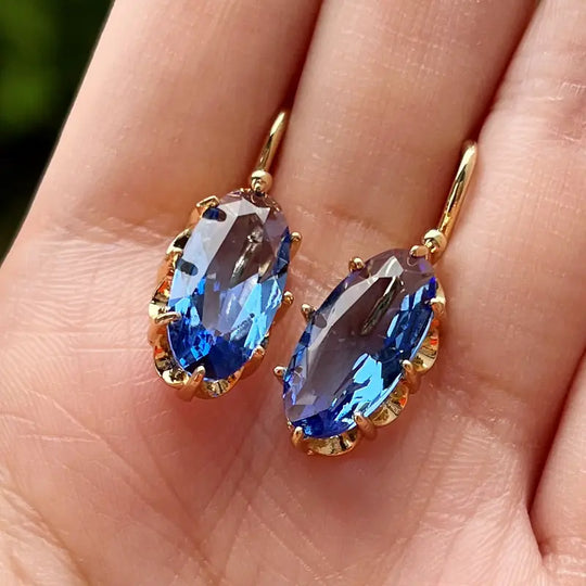 Gold Sapphire Drop Earrings