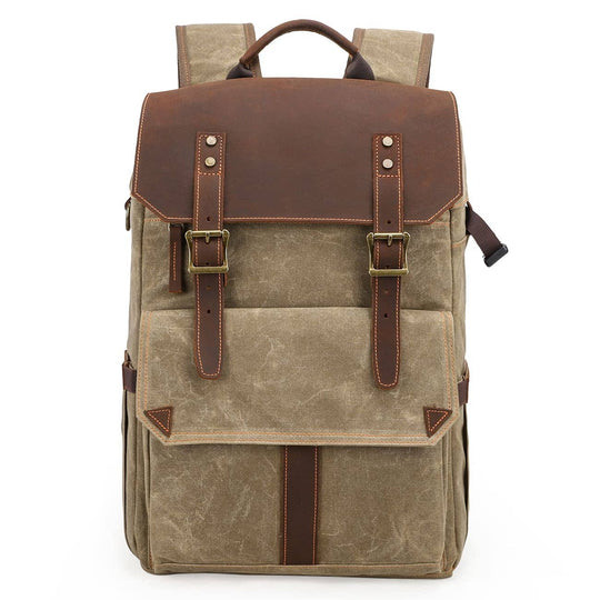 Thalen | Vintage Waxed Canvas and Leather Camera Backpack