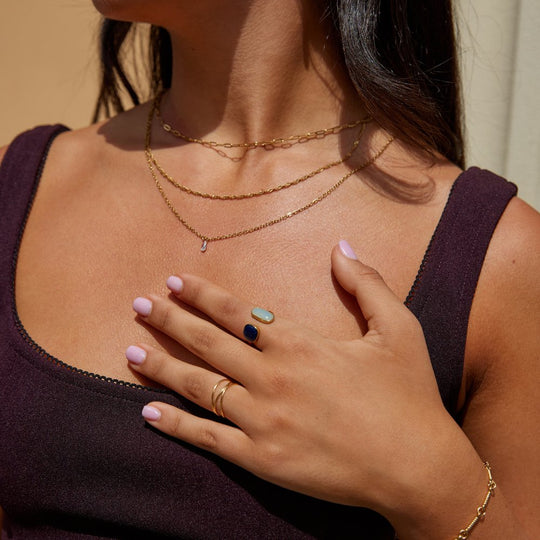 Gold Dual Stone Open Ring