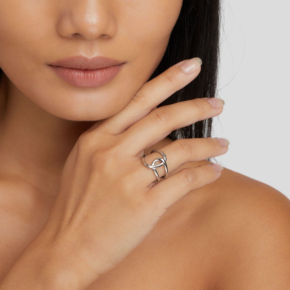 Silver Interlocking Open Ring