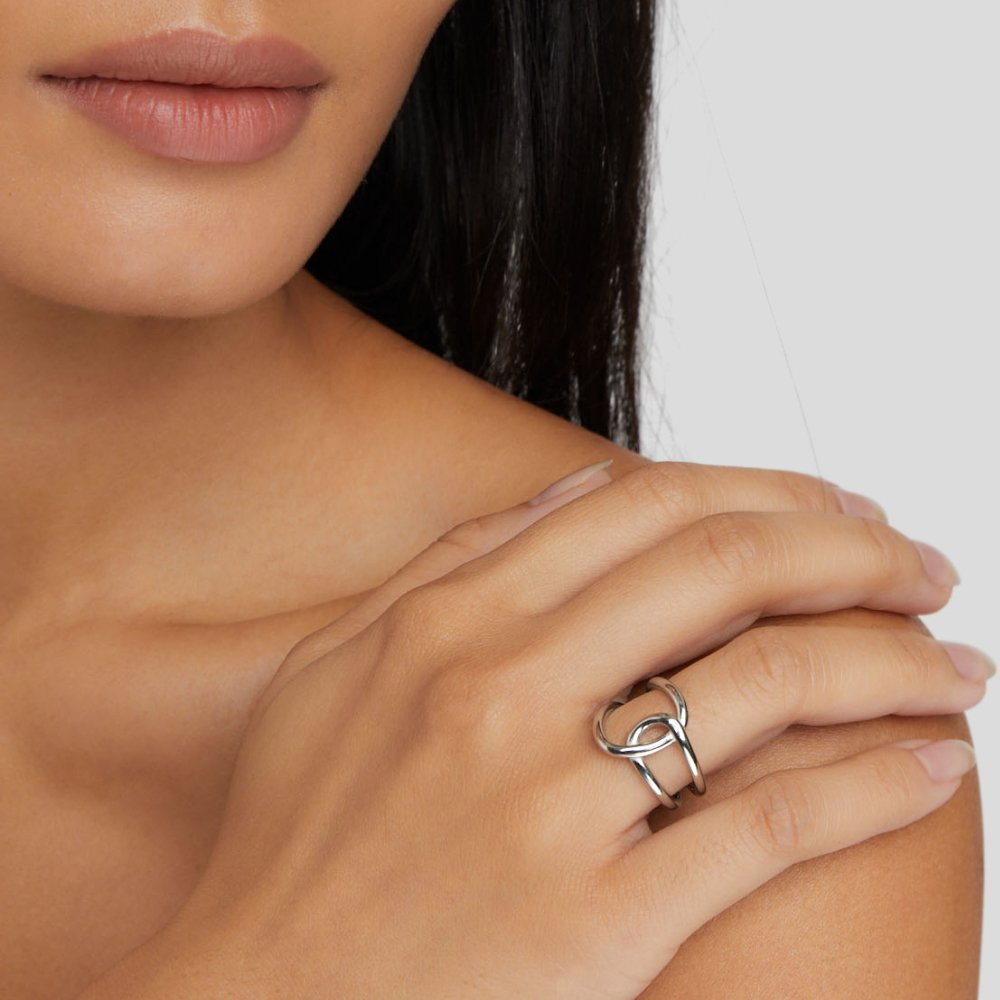 Silver Interlocking Open Ring