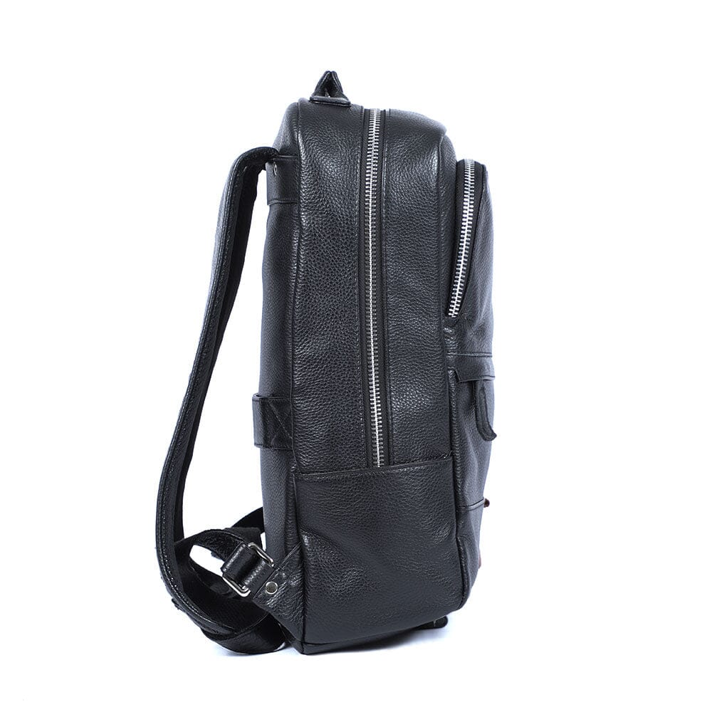 Niko | Black Leather Laptop Backpack