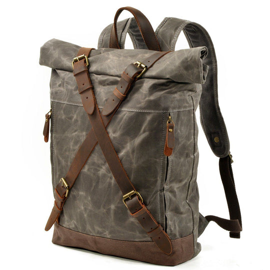 Lennox | Sturdy Canvas and Leather Rolltop Backpack