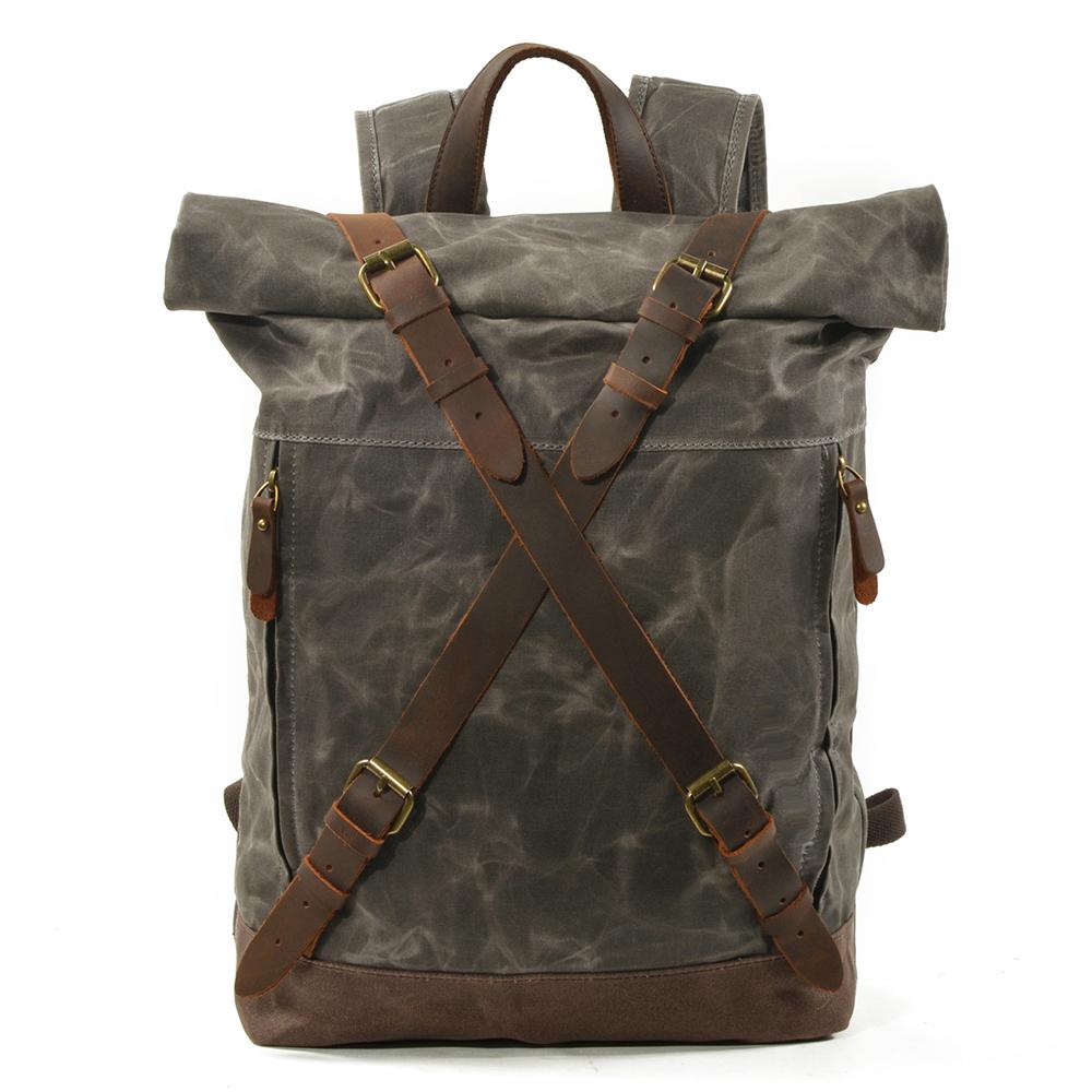 Lennox | Sturdy Canvas and Leather Rolltop Backpack