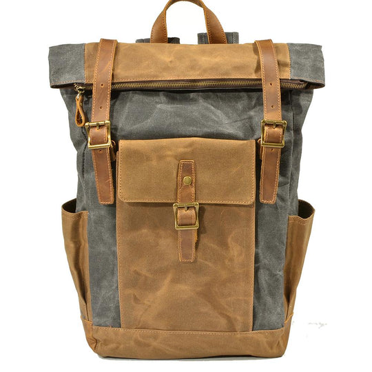 Eryndor | Two-tone Backpack in Waxed Canvas and Leather