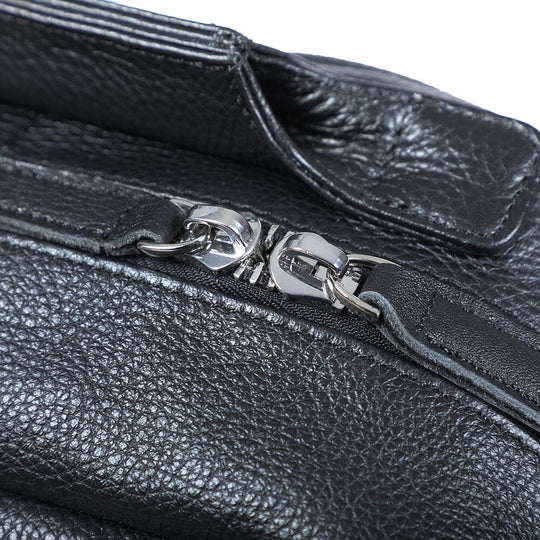 Niko | Black Leather Laptop Backpack