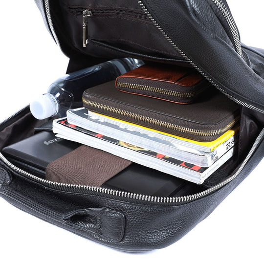 Niko | Black Leather Laptop Backpack