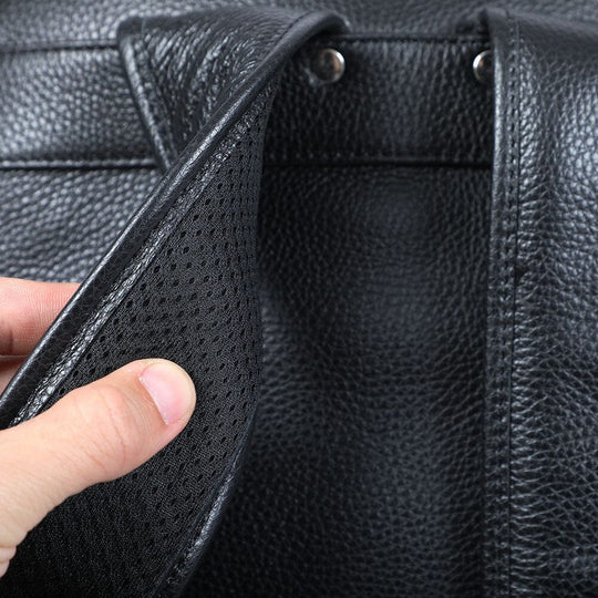 Niko | Black Leather Laptop Backpack