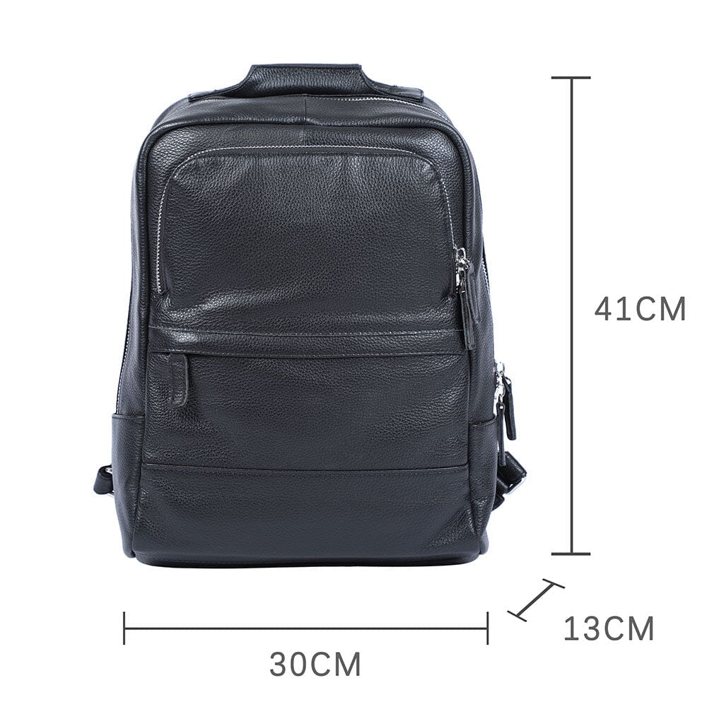 Niko | Black Leather Laptop Backpack