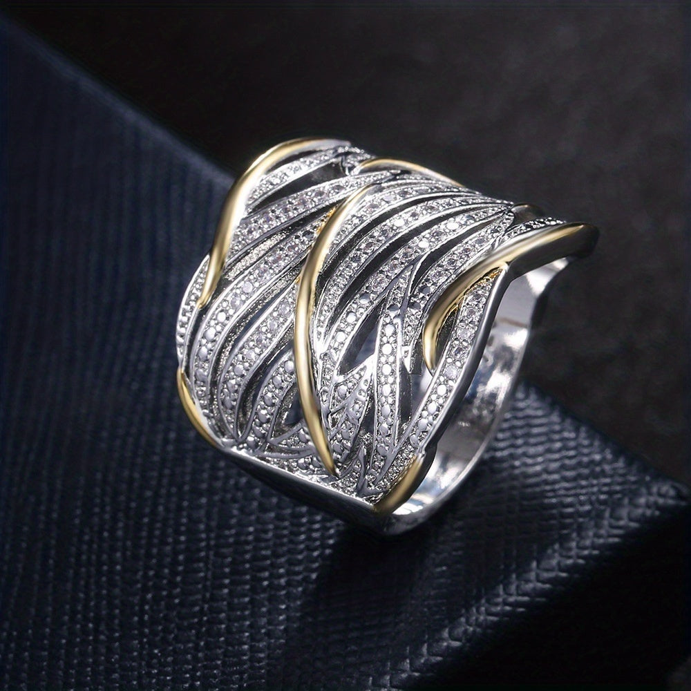 Silver and Gold Woven Band Ring