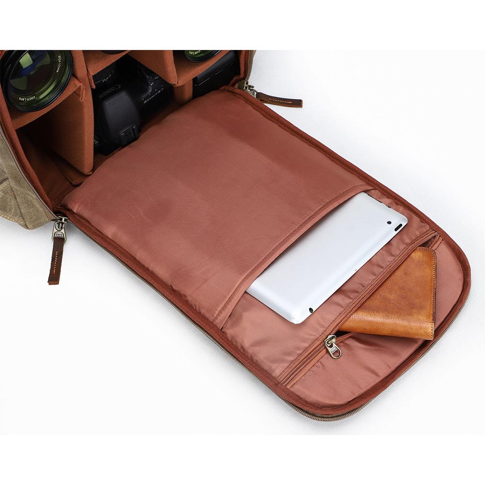 Thalen | Vintage Waxed Canvas and Leather Camera Backpack