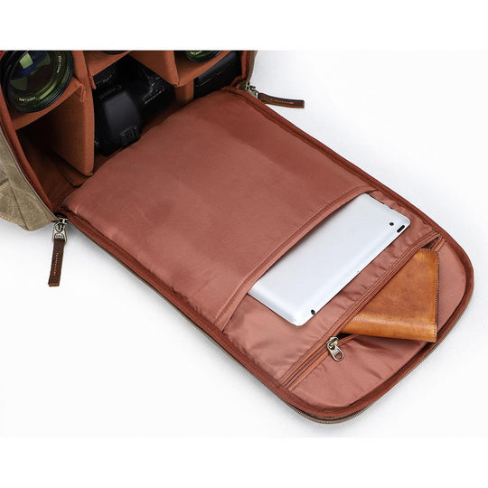 Thalen | Vintage Waxed Canvas and Leather Camera Backpack