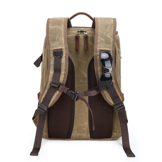 Thalen | Vintage Waxed Canvas and Leather Camera Backpack