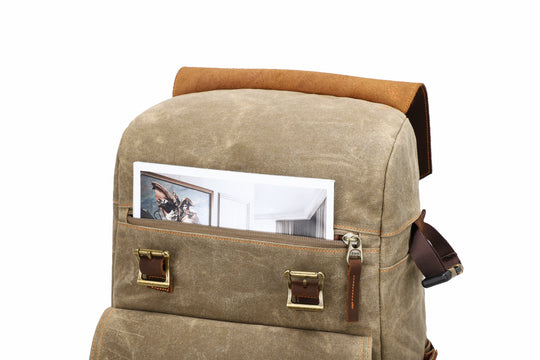 Thalen | Vintage Waxed Canvas and Leather Camera Backpack