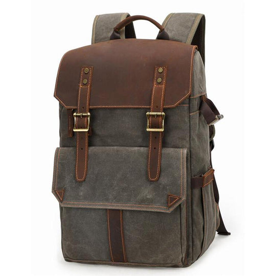 Thalen | Vintage Waxed Canvas and Leather Camera Backpack
