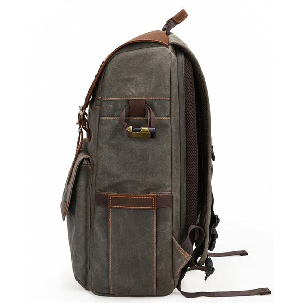 Thalen | Vintage Waxed Canvas and Leather Camera Backpack