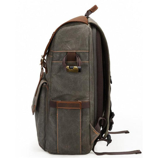 Thalen | Vintage Waxed Canvas and Leather Camera Backpack