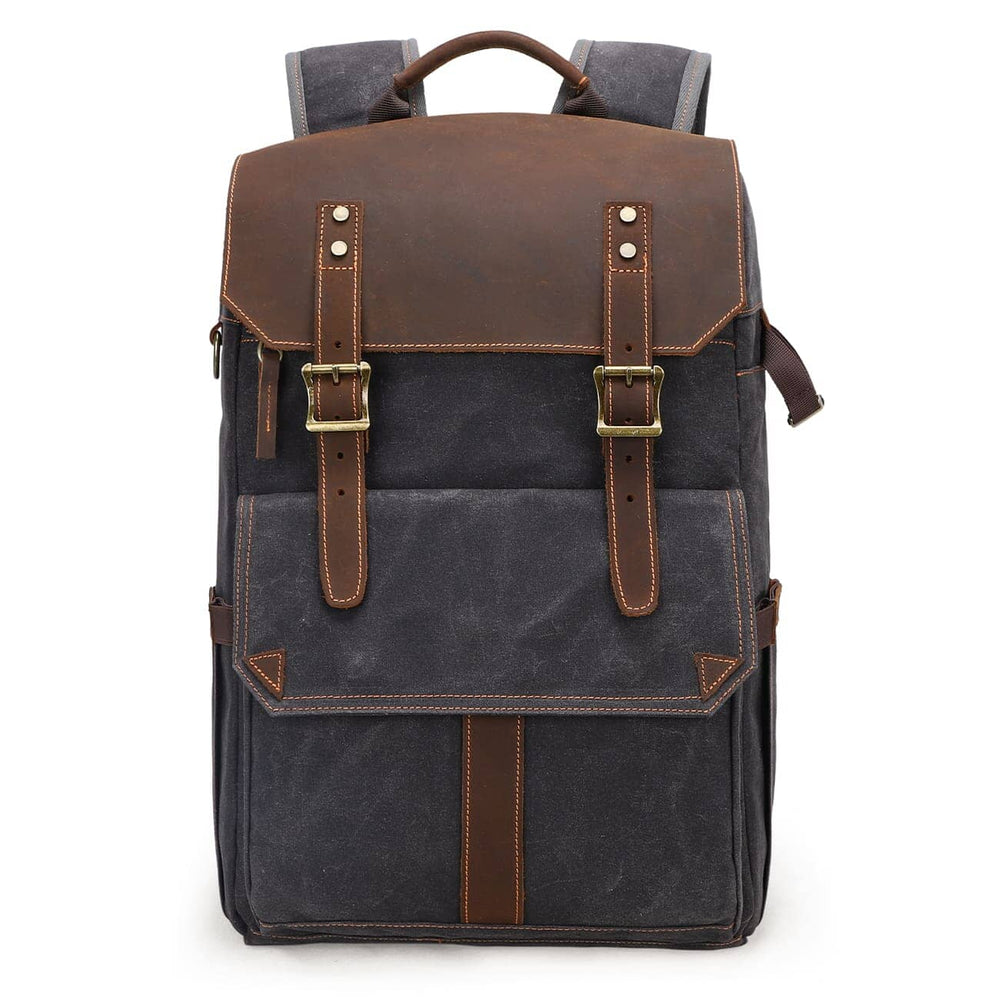 Thalen | Vintage Waxed Canvas and Leather Camera Backpack