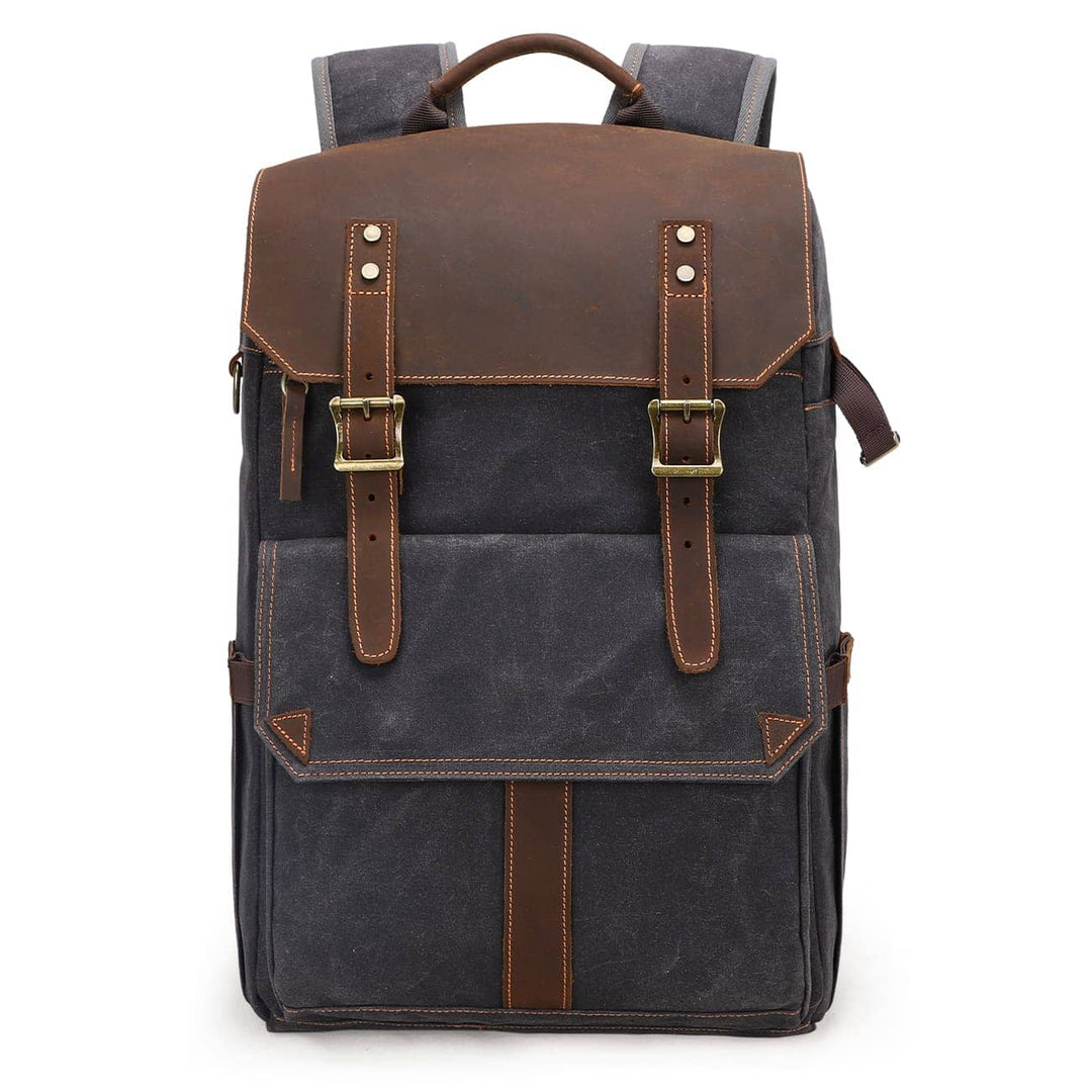Thalen | Vintage Waxed Canvas and Leather Camera Backpack