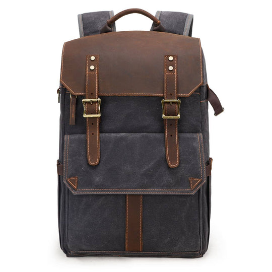 Thalen | Vintage Waxed Canvas and Leather Camera Backpack