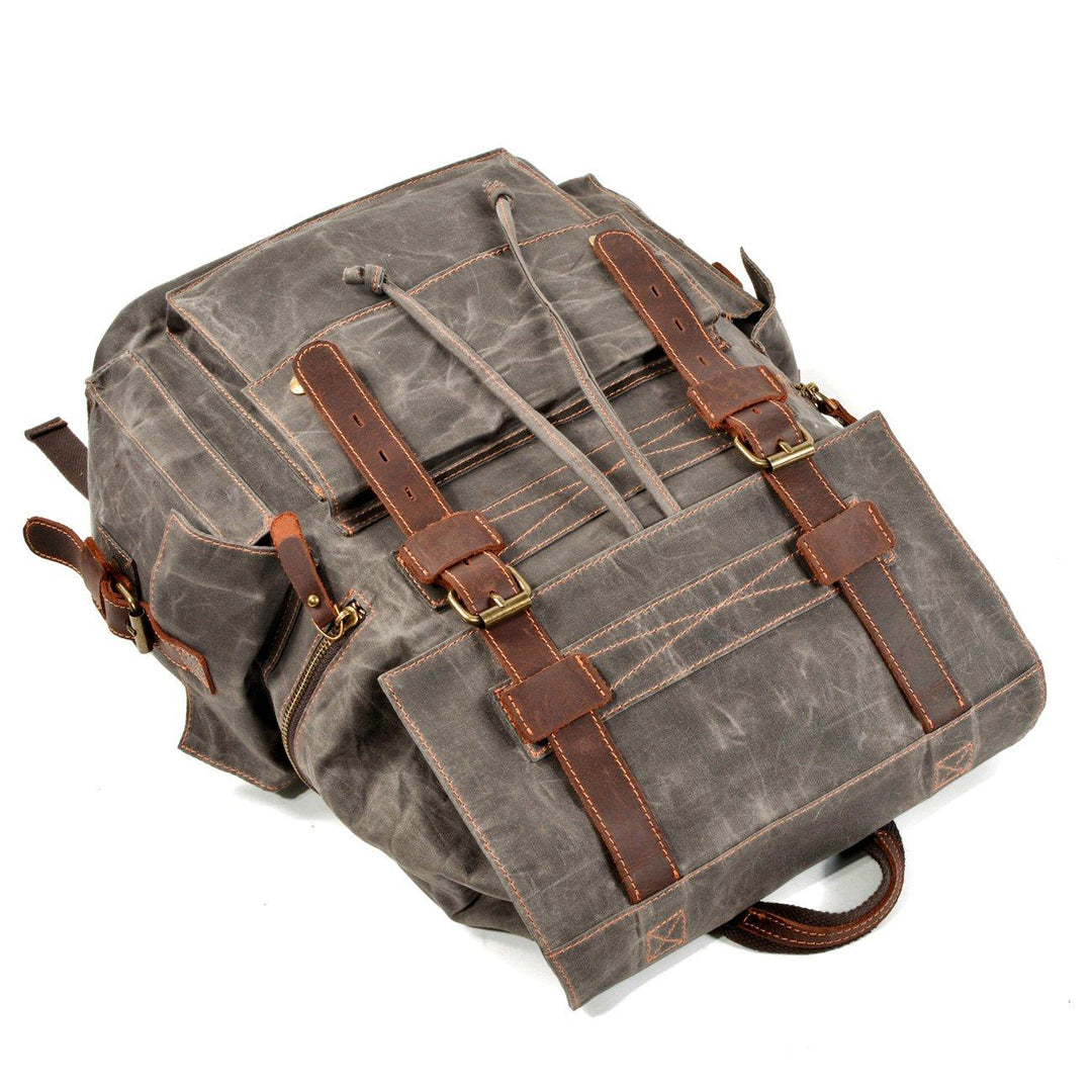 Kaelen | Vintage Backpack in Waxed Canvas & Leather