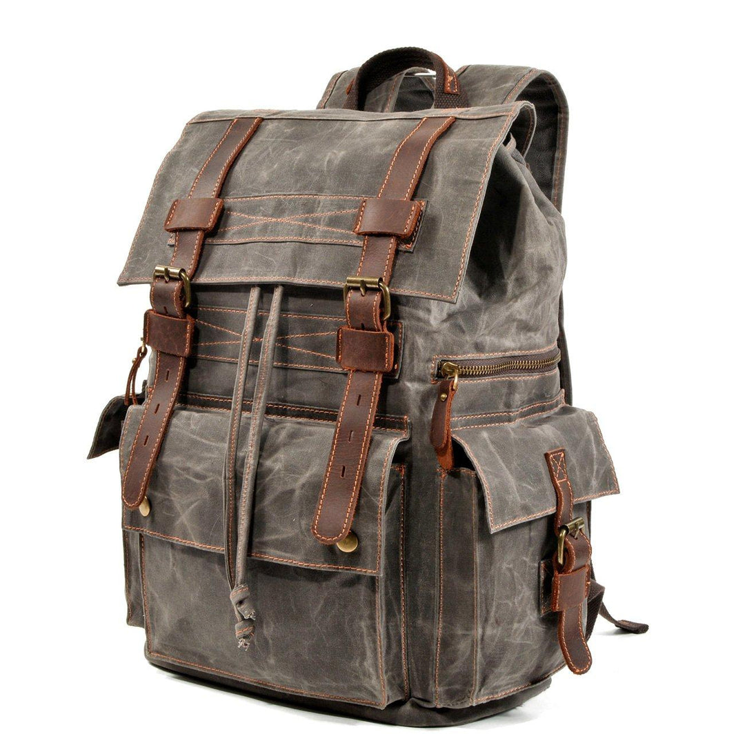 Kaelen | Vintage Backpack in Waxed Canvas & Leather