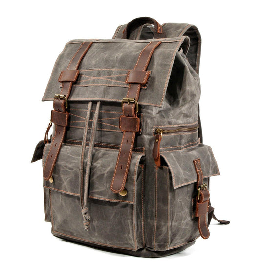 Kaelen | Vintage Backpack in Waxed Canvas & Leather