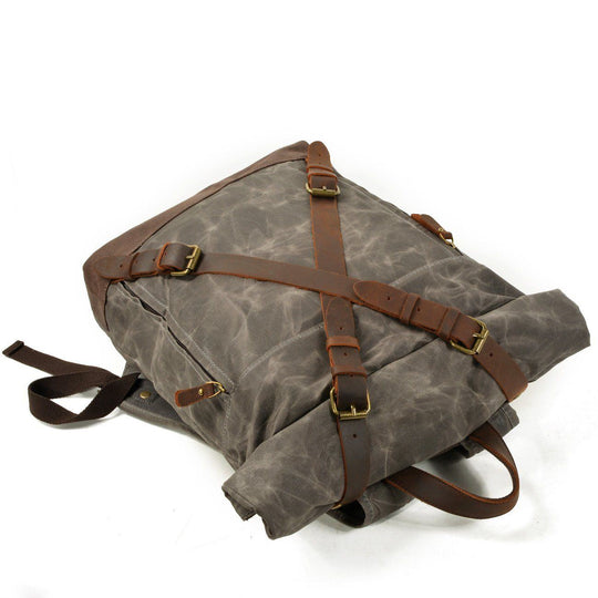 Lennox | Sturdy Canvas and Leather Rolltop Backpack