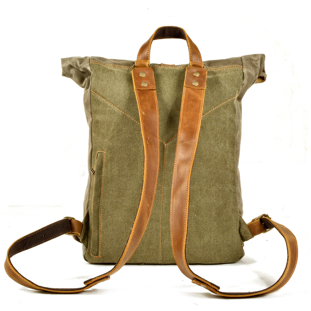 Halden | Vintage Canvas and Leather Rolltop Backpack