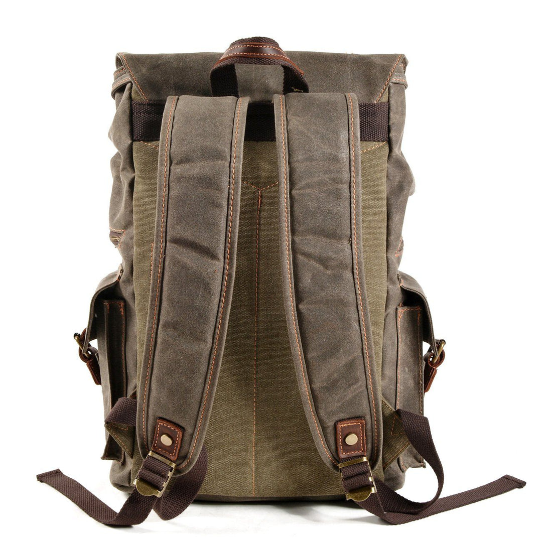 Kaelen | Vintage Backpack in Waxed Canvas & Leather