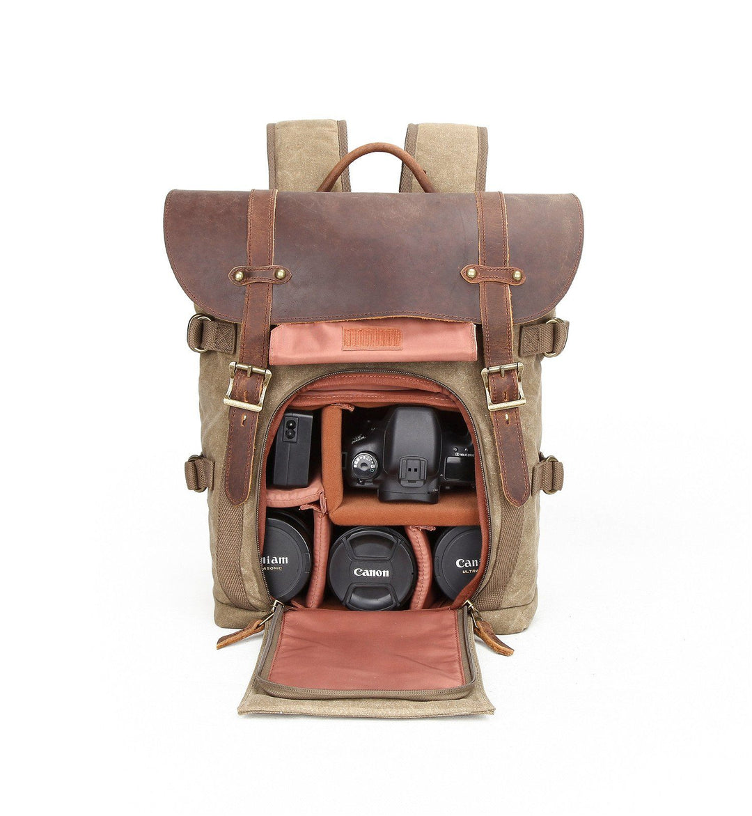 Caelen | Vintage Waxed Canvas and Leather Camera Backpack
