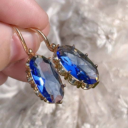 Gold Sapphire Drop Earrings