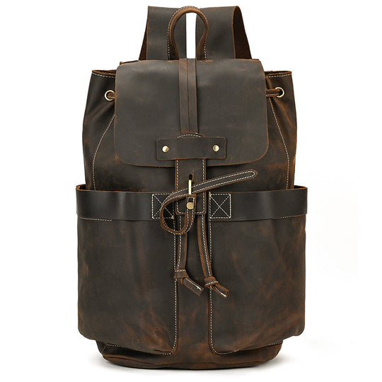 Mira | Vintage Leather Backpack with Drawstring Closure