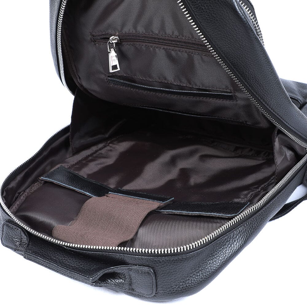 Niko | Black Leather Laptop Backpack