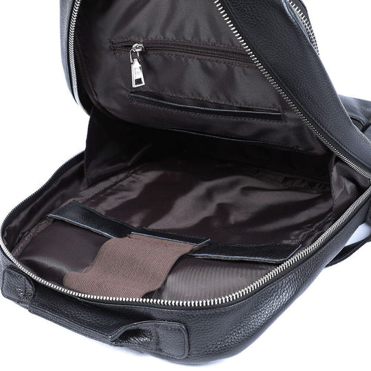 Niko | Black Leather Laptop Backpack