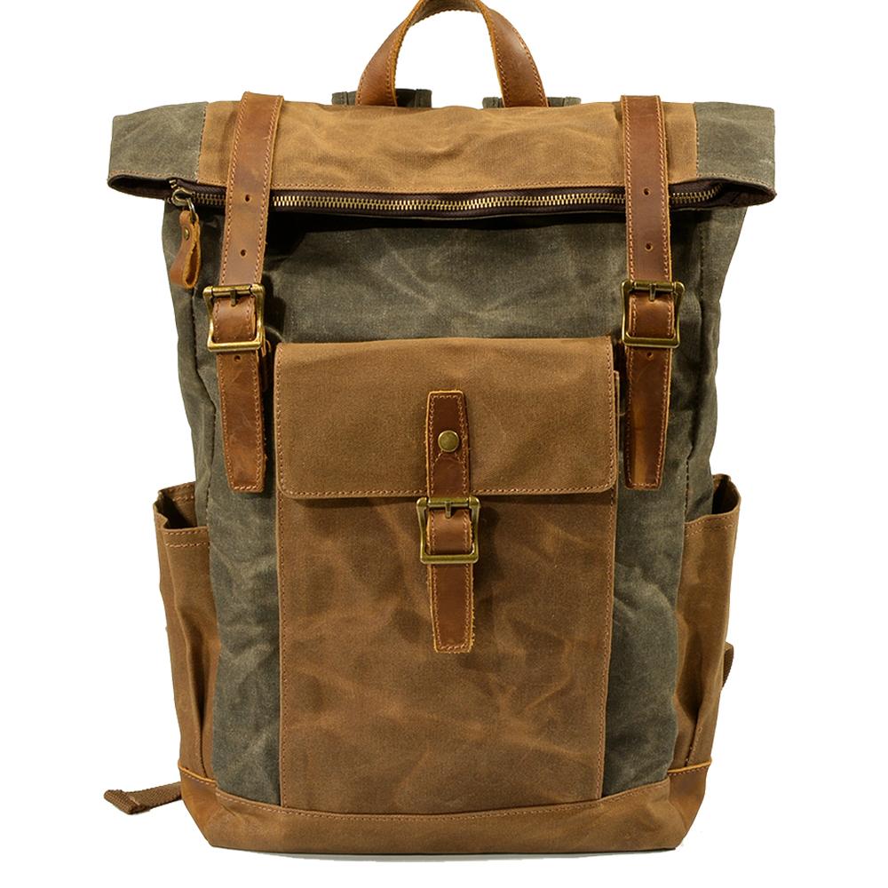 Eryndor | Two-tone Backpack in Waxed Canvas and Leather