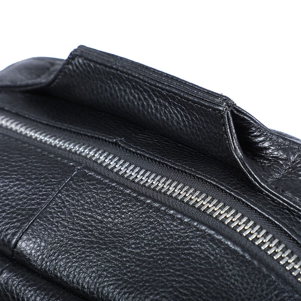 Niko | Black Leather Laptop Backpack