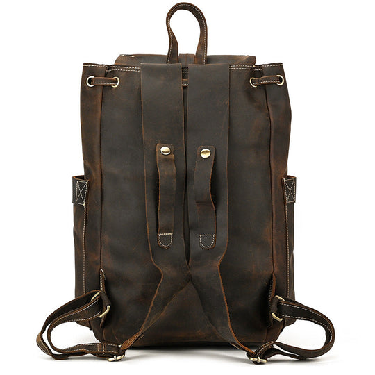 Mira | Vintage Leather Backpack with Drawstring Closure