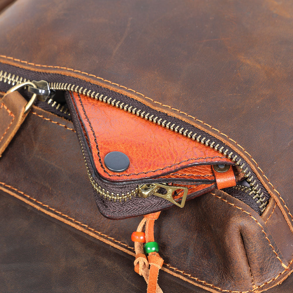 Navi | Vintage Leather Backpack with Zipper