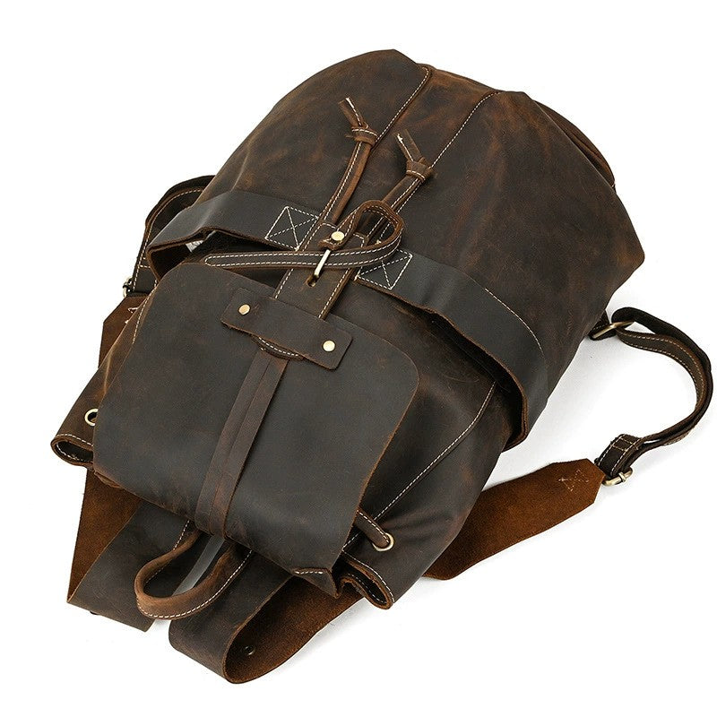 Mira | Vintage Leather Backpack with Drawstring Closure