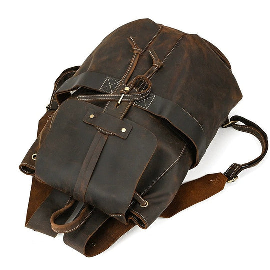 Mira | Vintage Leather Backpack with Drawstring Closure