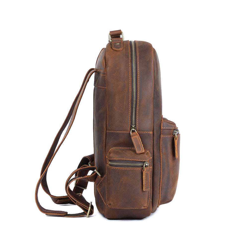 Navi | Vintage Leather Backpack with Zipper