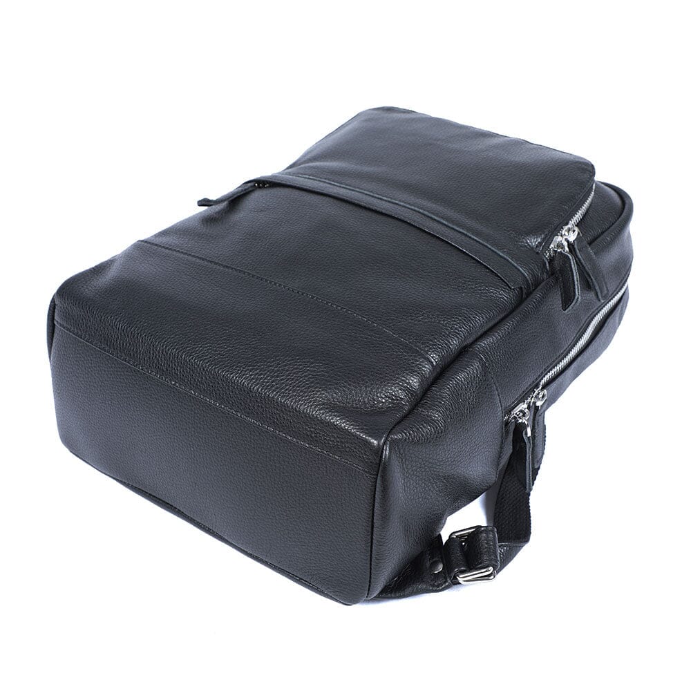Niko | Black Leather Laptop Backpack