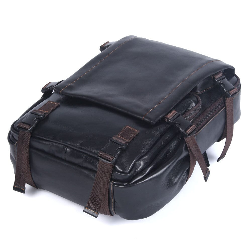 Theo | Black Leather Laptop Backpack