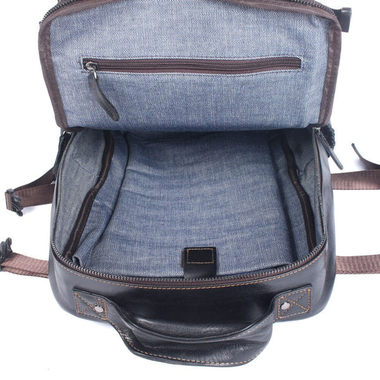 Theo | Black Leather Laptop Backpack
