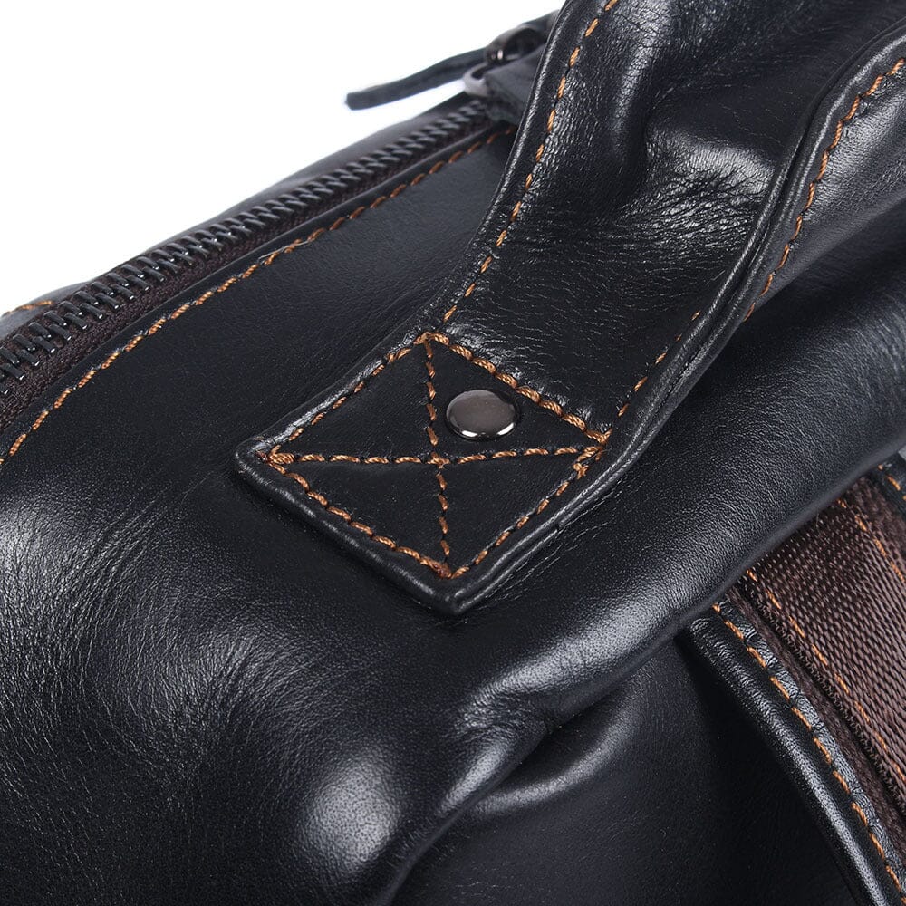 Theo | Black Leather Laptop Backpack